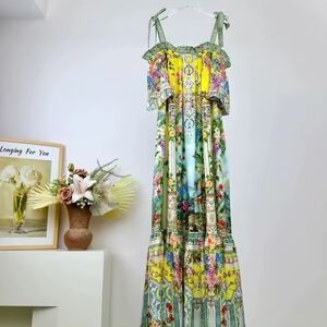 Camilla Yellow and Green Floral Maxi Dress